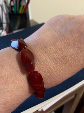 Deep Red Bead Stretch Bracelet